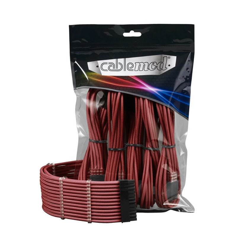 CableMod - ModMesh PRO Dual 8 pin PCI-E Sleeved Cable Extensions - Blood Red - كابل